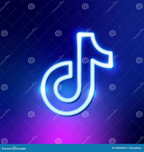 Neon Light Tiktok Editorial Social Media Icon Vector Illustration