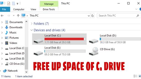 Free Up Space Of C Drive In Windows 10 Youtube