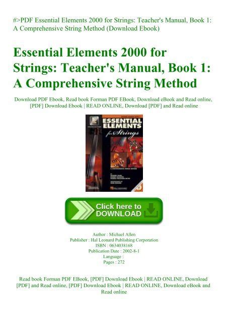 Pdf Essential Elements 2000 For Strings Teachers Manual Book 1 A