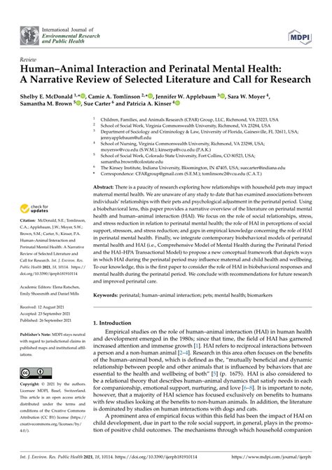 Pdf Human Animal Interaction And Perinatal Mental Health A Narrative