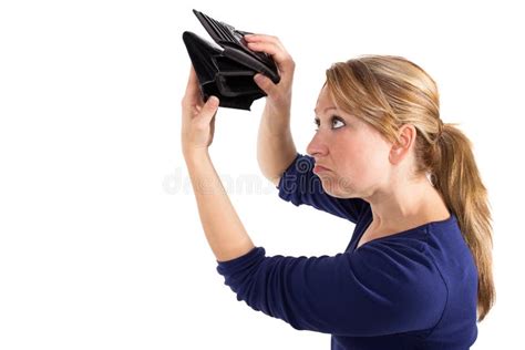 Woman With An Empty Purse Stock Image Image Of Financial 35877591