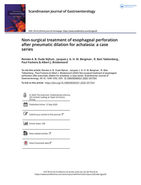 Pdf Non Surgical Treatment Of Esophageal Perforation After Pneumatic