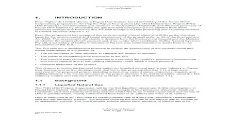 (PDF) 1. INTRODUCTION - PNG LNG · Environmental Impact Statement PNG LNG Project Coffey Natural ...