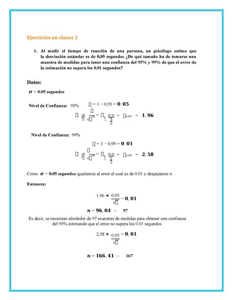 Deber Estadisticas Ejercicios En Clases Al Medir El Tiempo De