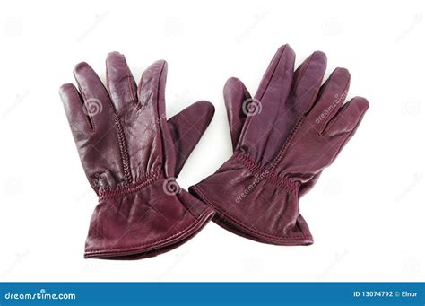 Lederne Handschuhe Getrennt Auf Dem Weiß Stockfoto Bild von