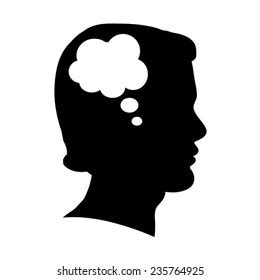 Man Thinking Head Icon Black Silhouette Stock Vector (Royalty Free ...