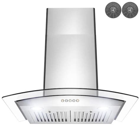 Akdy 30 In 217 Cfm Convertible Wall Mount Range Hood With Tempered