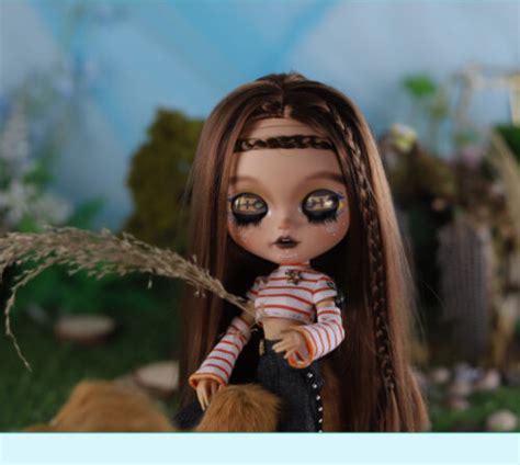 Blythe Doll Nude Hand Painted Tribal Makeup Set Tan Skin Matte Face