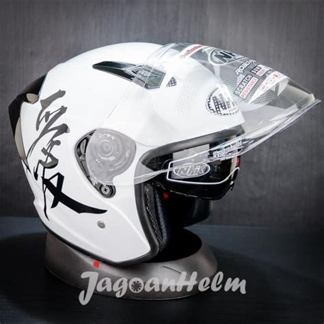 Nhk Helm R Max Kanji White Black Double Visor