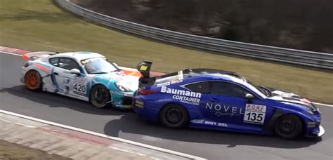 Lexus RC F and Porsche Cayman GT4 Kiss on Nurburgring, The Crash Is ...