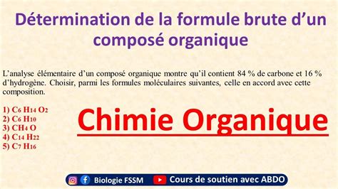 Chimie Organique D Termination De La Formule Brute Dun Compos