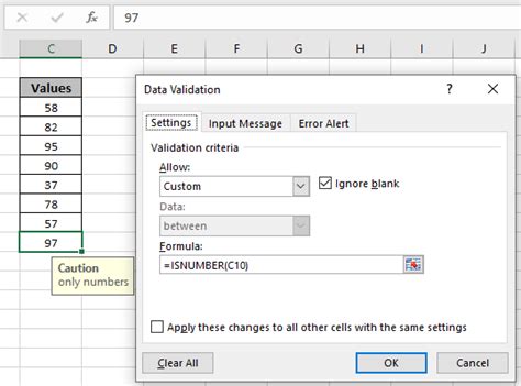 Restricted Values Through Validating Text Entries In Microsoft Excel Validating Number Entries