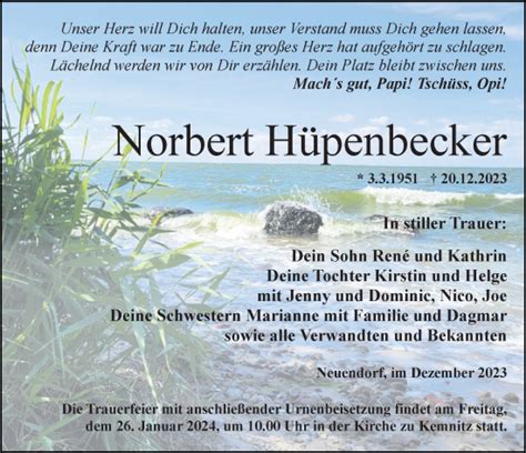 Traueranzeigen Von Norbert H Penbecker Trauer Anzeigen De