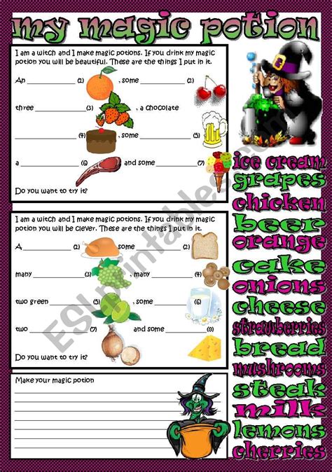 My Magic Potion Esl Worksheet By Liliaamalia