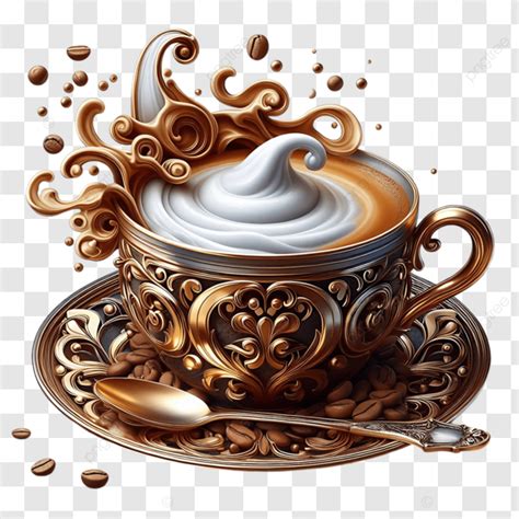 Coffee Cup With Decorative Swirls Coffee Cup Swirls PNG Transparent