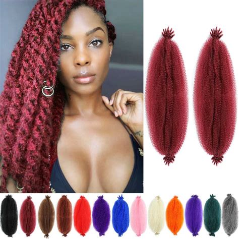 Burgundy Afro Twist Hair 30 Inch 2 Packs Long Pre Fluffed Springy Afro Twist Hair