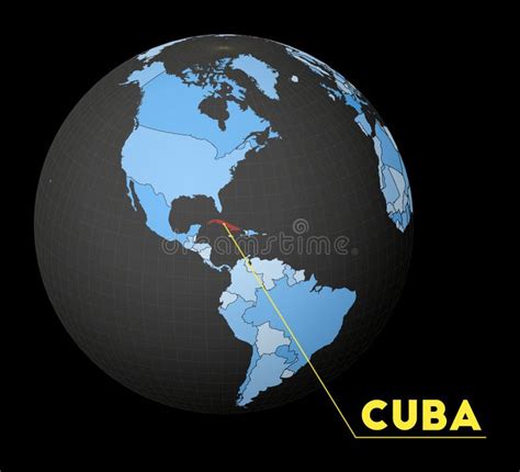 Mapa De Cuba Em Um Mapa Do Mundo O Ponteiro Da Bandeira E Do Mapa