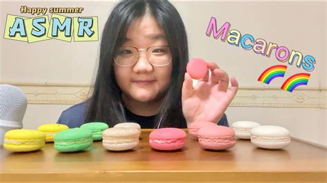 Asmr Eating Macarons 🌈 Youtube