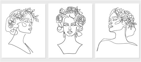 Set Of Woman Portrait Simple Minimalist Vector Illustration Of Beautiful Woman 41050052