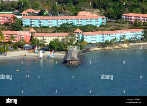 Almond Morgan Bay St Lucia Caribbean Stock Photo Alamy