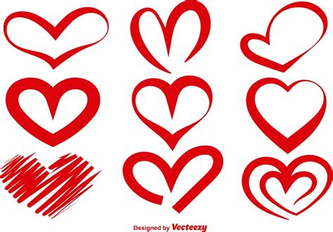 Red Vector Heart Silhouettes 104069 Vector Art At Vecteezy