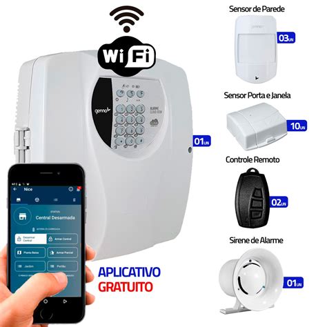 Kit Alarme Residencial Wifi Sensores Sem Fio Controles Remoto