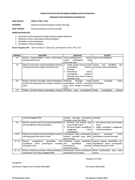 Timeline Multimedia Pembelajaran Matematika Pdf