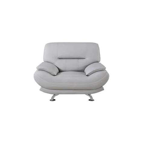 Benjara Gray And Silver Faux Leather Arm Chair With Slender Legs