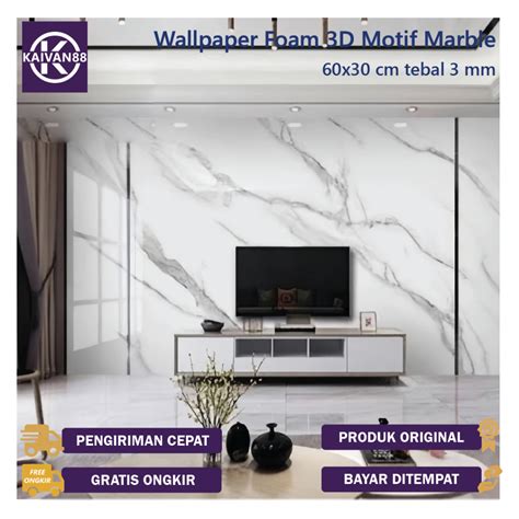 Jual Kaivan Wallpaper Foam D Motif Marble X Cm Tebal Mm Shopee