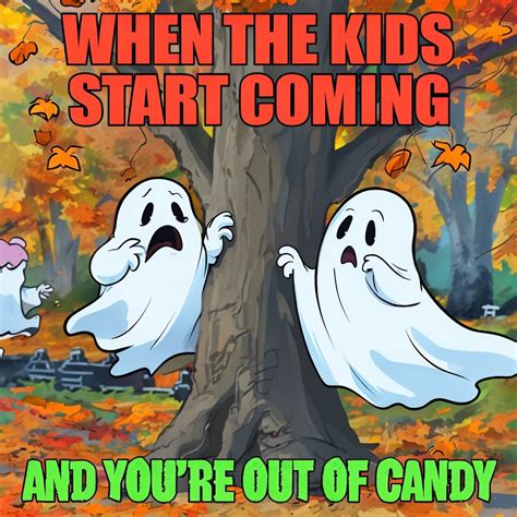 Funny Halloween Meme of Ghosts Peeking at Trick-or-Treaters - Playground