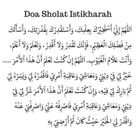 Tata Cara Niat Dan Doa Sholat Istikharah Lengkap Amalan Minta Pilihan
