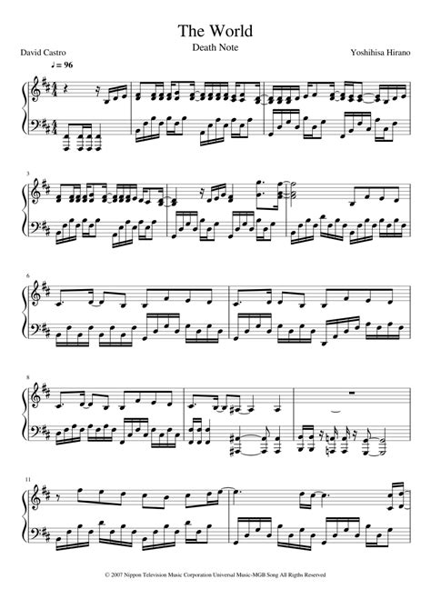 The World Death Note Sheet Music For Piano Solo