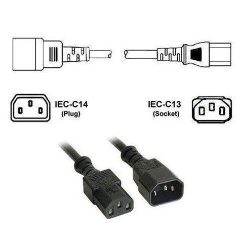 IEC-C13 Plug to IEC-C14 Socket Extension Power Cables - 0.5, 1, 2, 5M ...