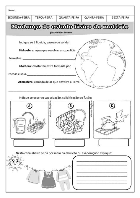 Atividade Estados Fisicos Da Agua 4 Ano