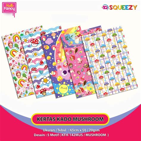 Jual Kertas Kado Motif Mushroom Jamur Isi Lembar Isi Motif Campur