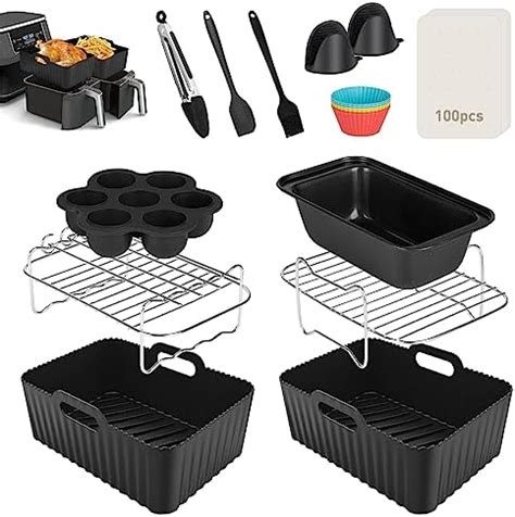 Lvelfe Air Fryer Accessories Set Of 12 For Ninja Dual AF300UK AF400UK