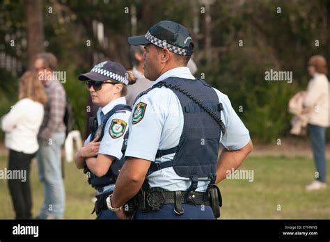 New South Wales Police Officers Men Women On Patrol At The Avalon Beach