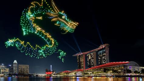 Marina Bay Will Light Up With A Dragon Formed From 1 500 Drones In A