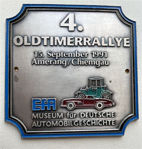 Badge Auto Car German Rally 736 1991 4th Oldtimerrallye Etsy