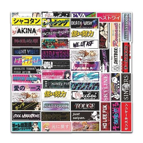 50PCS Japan JDM Racing Car Anime Graffiti Stickers Lot Waterproof ...