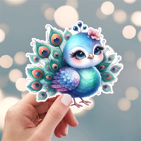 Peacock Sticker Peacock Feather Sticker Pretty Peacock Sticker Kawaii Peacock Bird Sticker