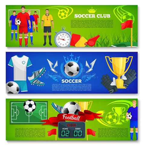 Vector Banners For Football Or Soccer Sport Club Stock Vector