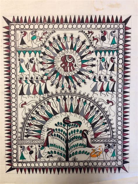 Frameable Warli Art Painting On Silk Warli Paintings Tribal Painting