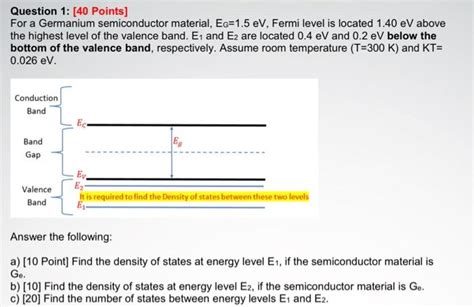 Solved Question 1 40 Points For A Germanium Semiconductor Chegg