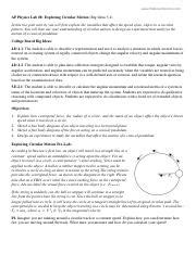 Circular Motion Lab Instructions Pdf Pedersenscience Ap