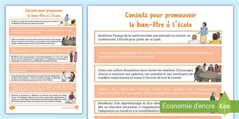 Conseils Pour Promouvoir Le Bien Tre L Cole Twinkl