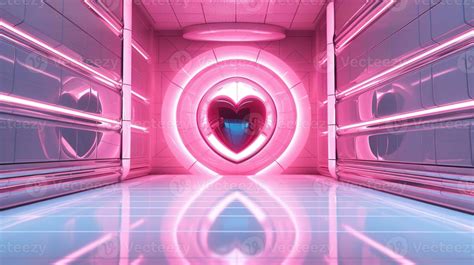 Generative AI, Futuristic space ship room with pink heart in cyberpunk ...