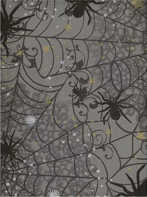 Newbridge Creepy Spider Halloween Vinyl Flannel Backed Tablecloth Black Widow Spider Grey Web