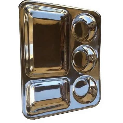 Silver Plain 5 Compartment SS Plate For Restaurant At Rs 210 Kg In