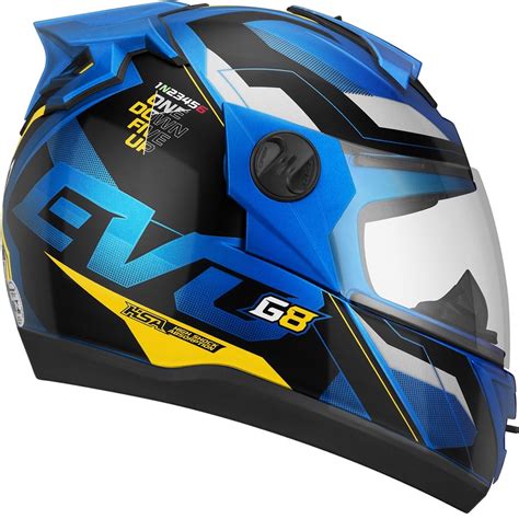 Capacete Para Moto Masculino Fechado Pro Tork G Evo Azul E Amarelo